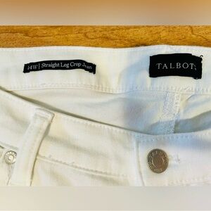 Talbots Women's 14W White Straight Leg Crop Jeans GUC Neutral Minimalist
